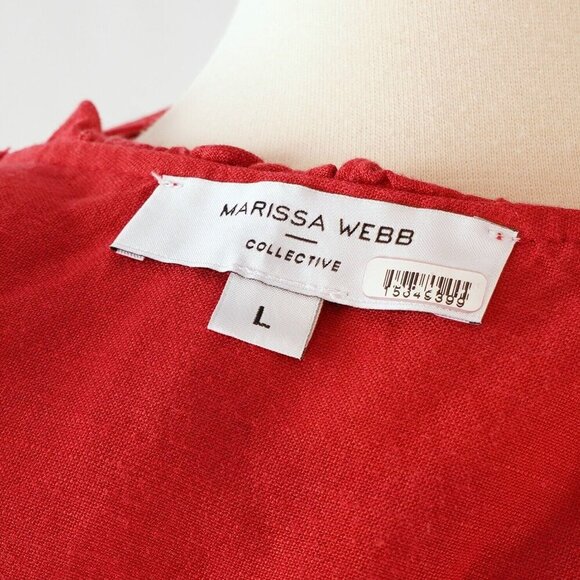 Marissa Webb Off Shoulder Linen Belted Ruffled Sun Dress - Size Large - EUC - Picture 4 of 7